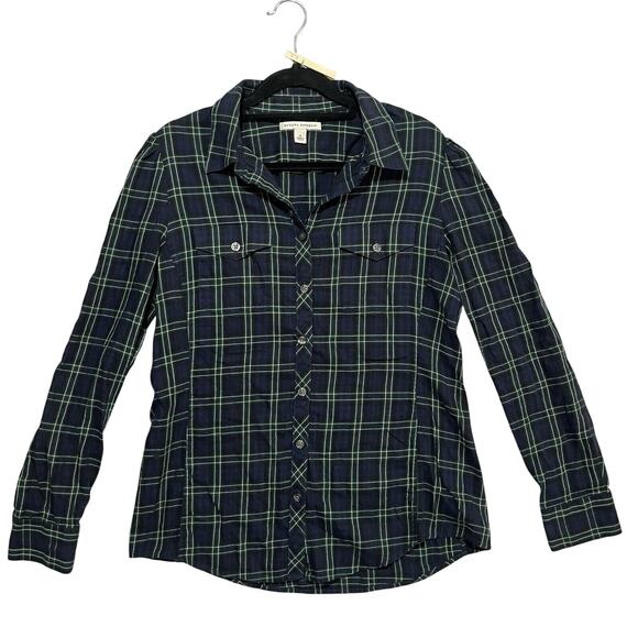 Banana Republic Plaid Western Cowgirl Retro 70s Style Button Up Flannel Medium - Picture 1 of 6